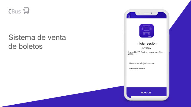 Aplicación móvil de venta de boletos CBus MOB