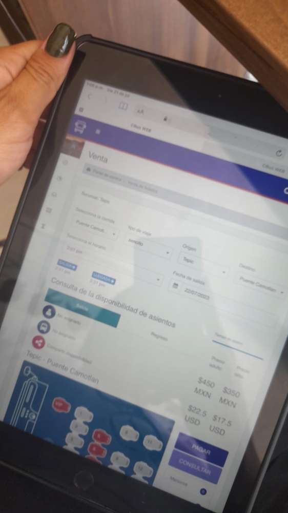 sistema de venta de boletos en ipad