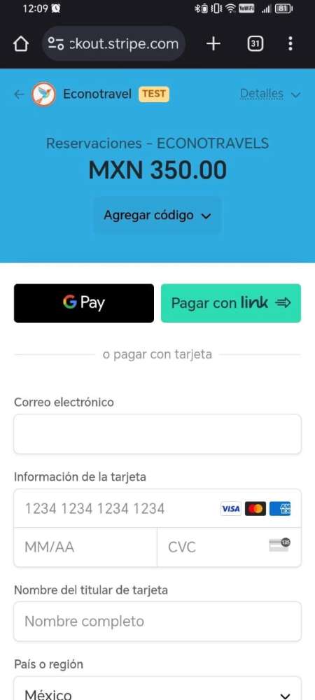 checkout para pago en linea