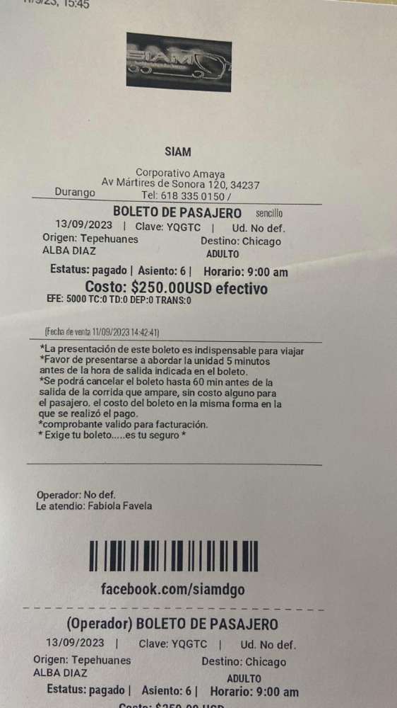 impresion de boleto en formato carta