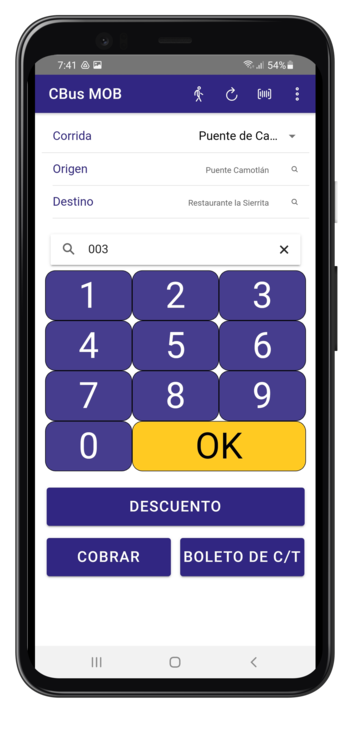 Aplicación de android para venta de boletos abordo o en ruta