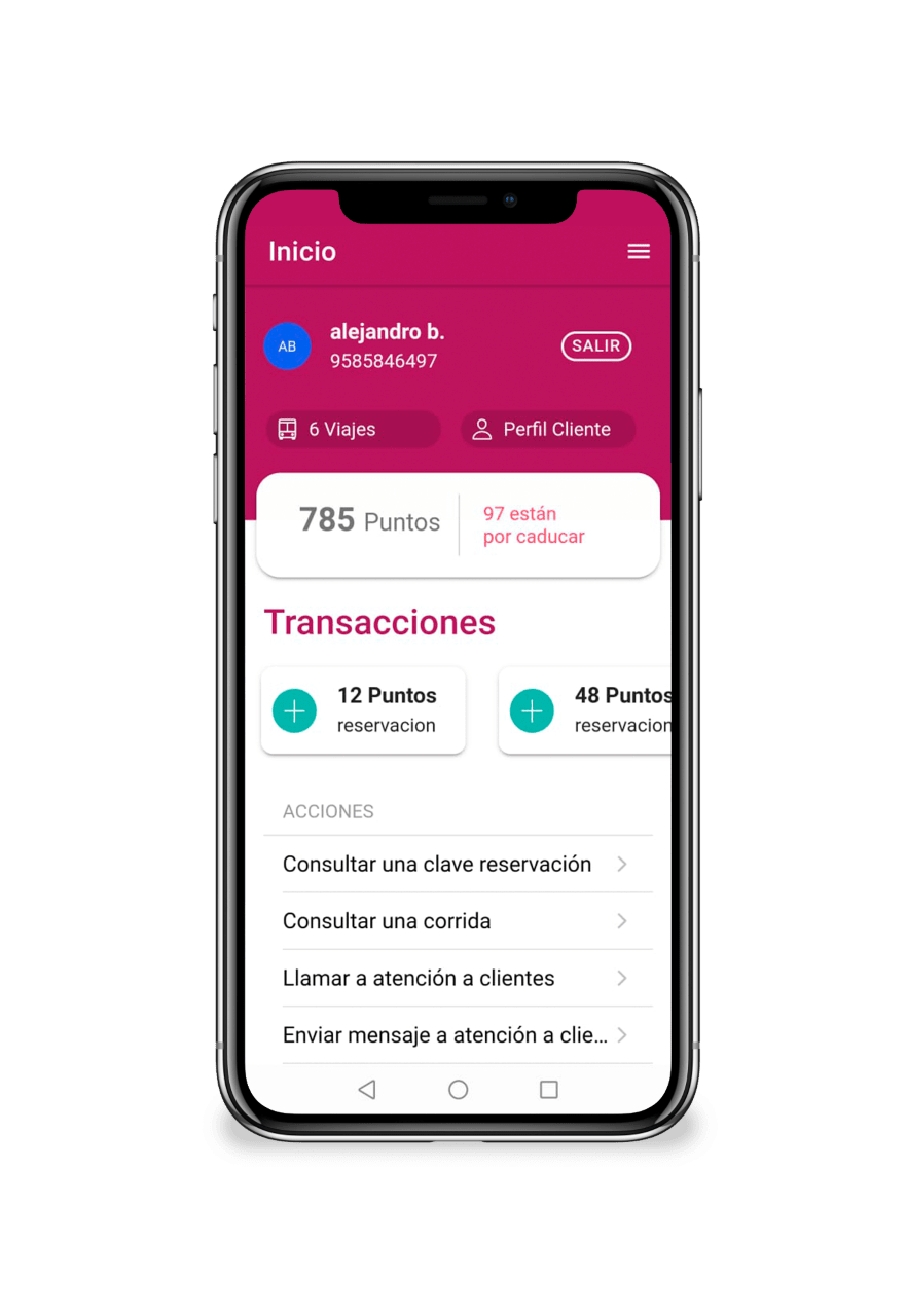 Aplicación móvil de venta de boletos estilo ADO - CBus REWARDS