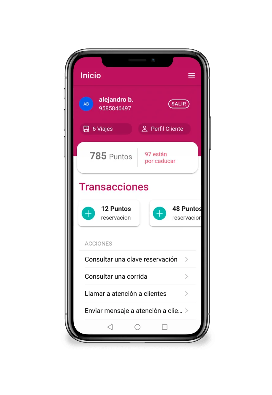 Aplicación móvil de venta de boletos estilo ADO - CBus REWARDS